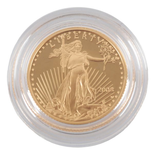 USA MINT: A 2008 AMERICAN EAGLE 1/4 OZ GOLD PROOF COIN