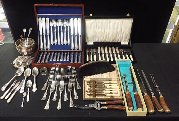 A CANTEEN OF PLATED FISH KNIVES AND FORKS