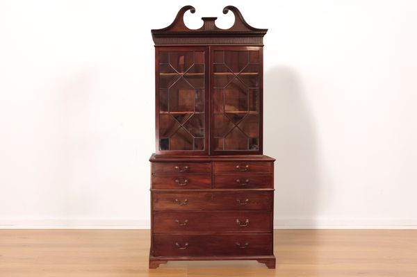A GEORGE III MAHOGANY SECRETAIRE BOOKCASE
