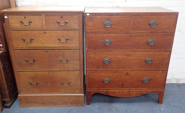 A GEORGE III MAHOGANY CADDY-TOP CHEST OF DRAWERS