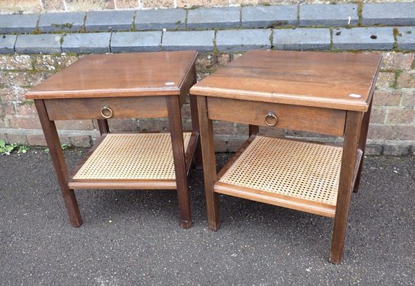 A PAIR OF MAHOGANY BEDSIDE TABLES