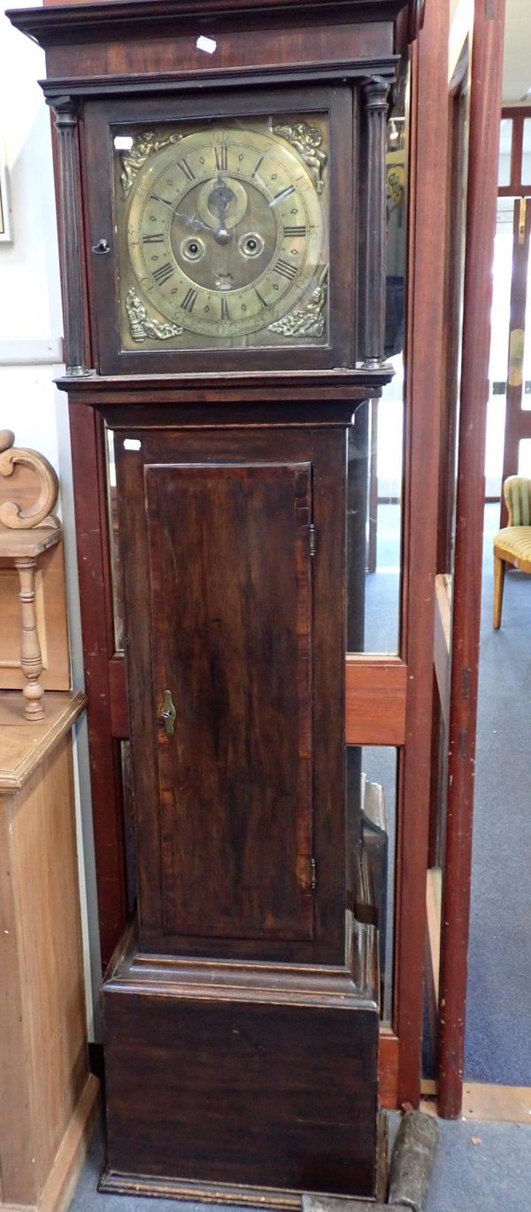 AN EIGHT-DAY LONGCASE CLOCK WITH 12 inch BRASS DIAL SIGNED BROWN, BIRMINGHAM