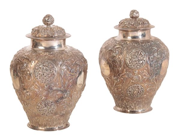 JACOB BODENDICK (fl. 1661-1688): AN IMPORTANT PAIR OF CHARLES II SILVER GINGER JARS AND COVERS