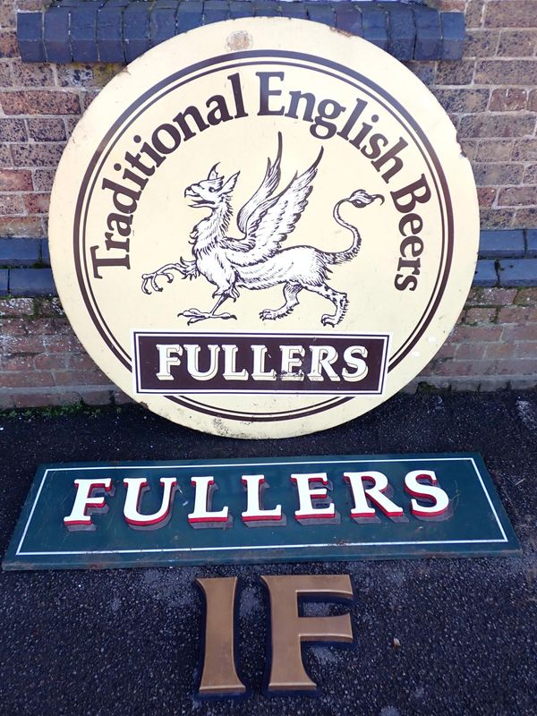 A LARGE CIRCULAR FULLER'S BREWERY SIGN