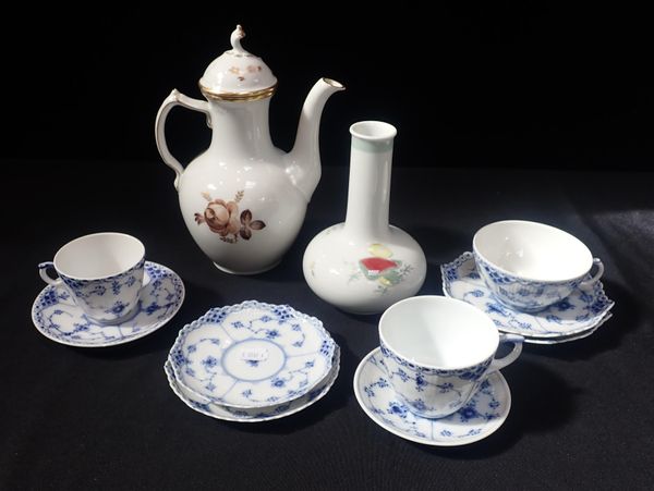 A ROYAL COPENHAGEN VASE AND COFFEE POT