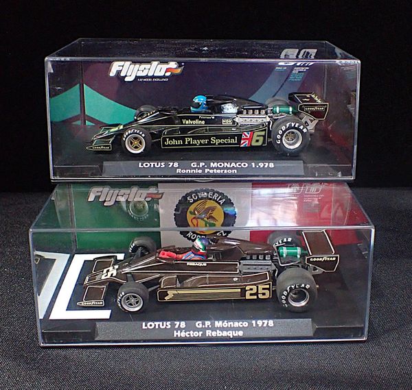 TWO BOXED 'FLYSLOT' SLOT CARS