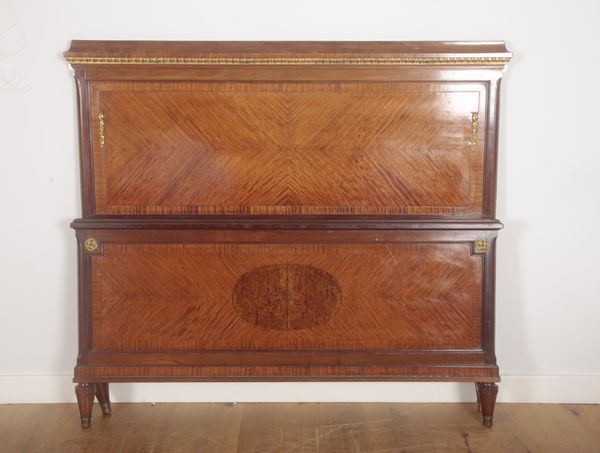 A FRENCH KINGWOOD AND GILT METAL MOUNTED DOUBLE BED