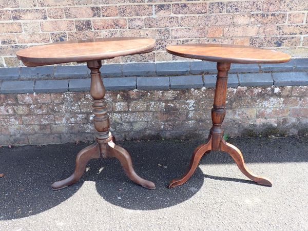 TWO GEORGE III MAHOGANY TRIPOD TABLES
