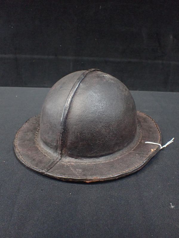 A MINER'S LEATHER HAT, POSSIBLY 19th CENTURY