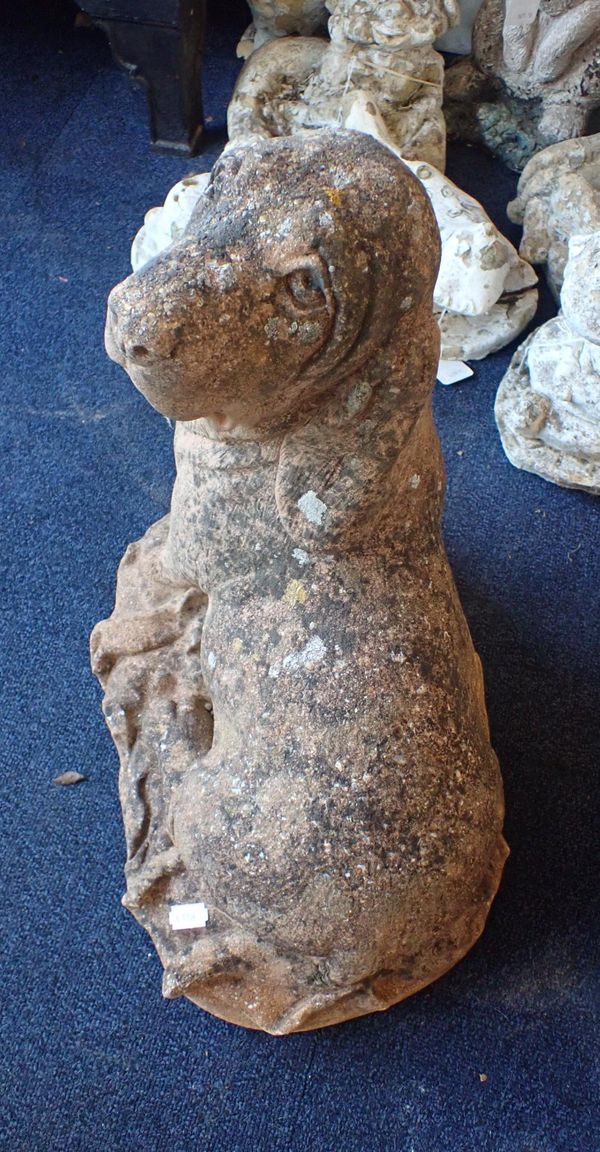 A RECONSTITUTED STONE DOG