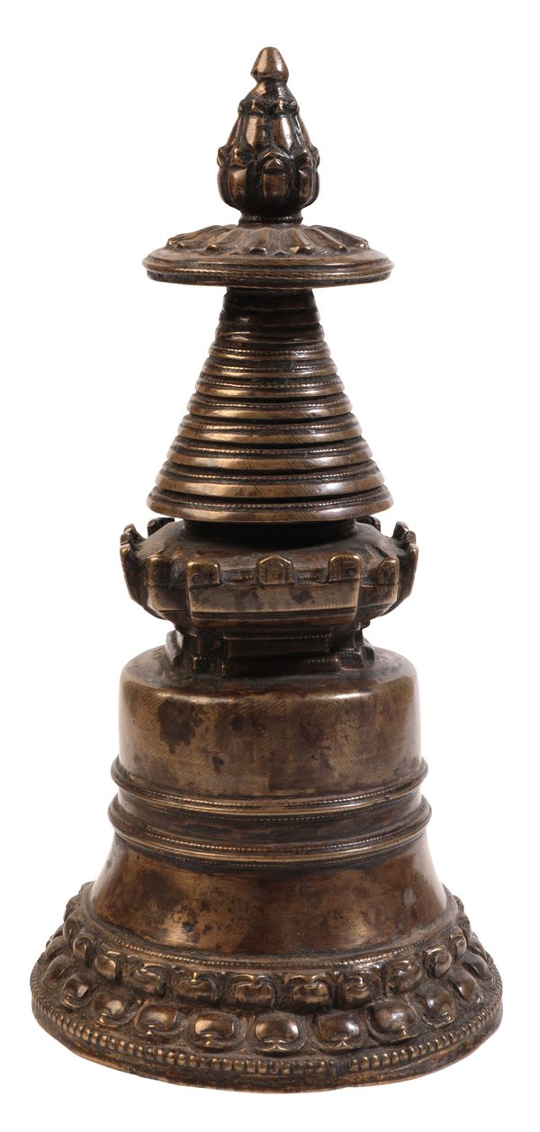 A TIBETAN BRONZE STUPA