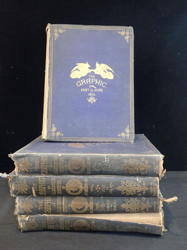 FIVE VOLUMES 'THE GRAPHIC', BOUND 1870-72