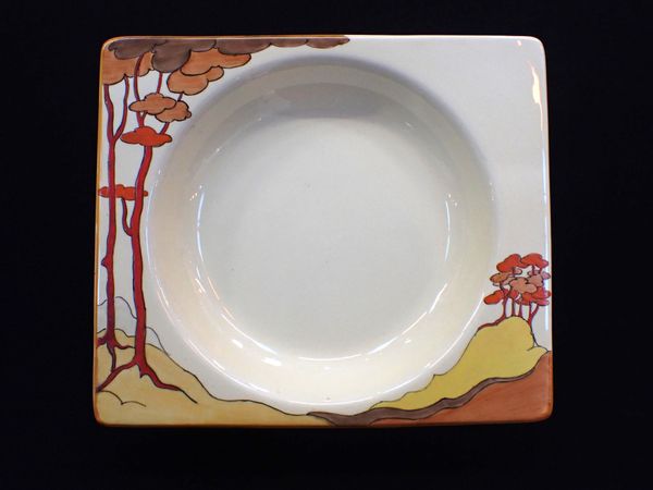 CLARICE CLIFF: THE BIARRITZ CORAL FIRS RECTANGULAR DISH