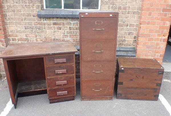 A VINTAGE WOODEN OFFICE FILING CABINET
