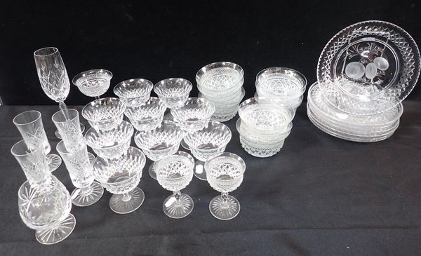 A QUANTITY OF STUART CUT GLASS AND ETCHED ICE PLATES