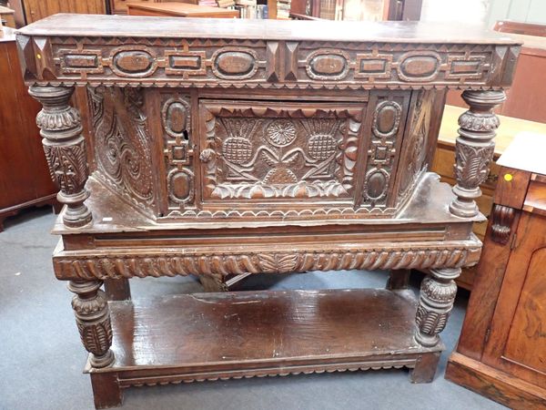 A 17th CENTURY OAK COURT CUPBOARD