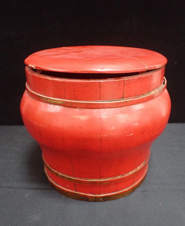 CHINESE RED LACQUER RICE JAR
