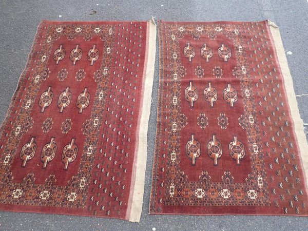 A PAIR OF ANTIQUE TEKKE TURKMAN CHUVAL FACES