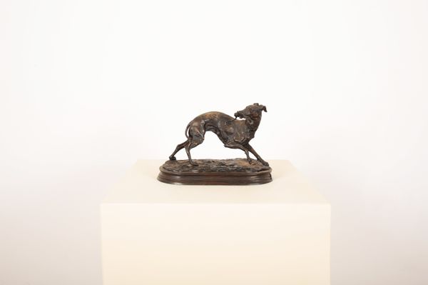 AFTER PIERRE-JULES MENE (1810-79) A whippet with riding crop