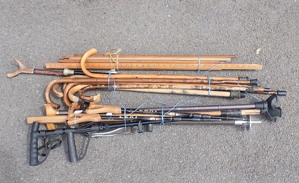A COLLECTION OF WALKING STICKS AND POLES