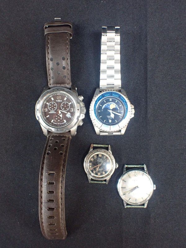 TIMEX: A SHOCK RESISTANT STAINLESS STEEL CHRONOGRAPH WRISTWATCH