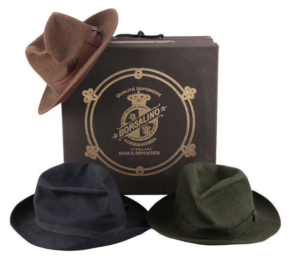 A GROUP OF THREE FELT HATS BY BORSALINO