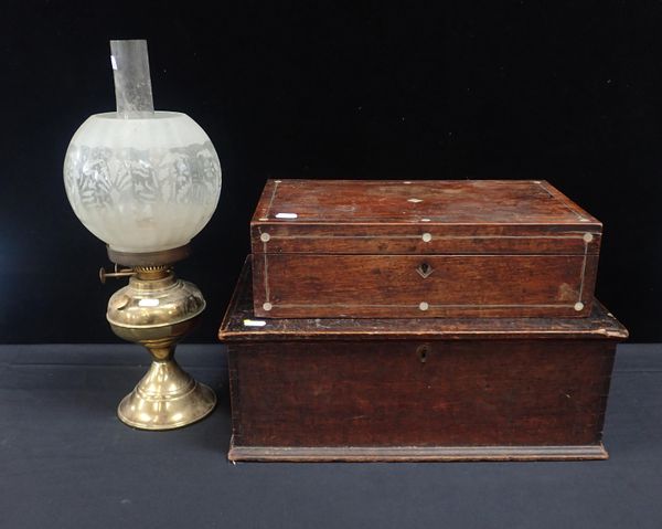 A 19th CENTURY OAK BOX