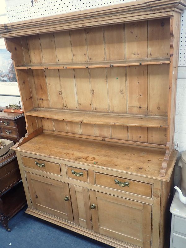 A 19th CENTURY STRIPPED PINE DRESSER