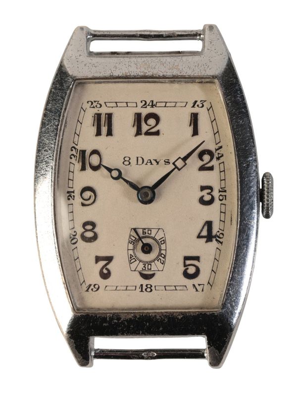 A GENTLEMAN'S SILVER-CASED WRISTWATCH