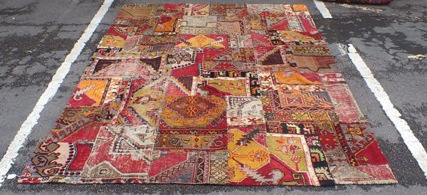 A TURKISH RUG, SEWN FROM FRAGMENTS