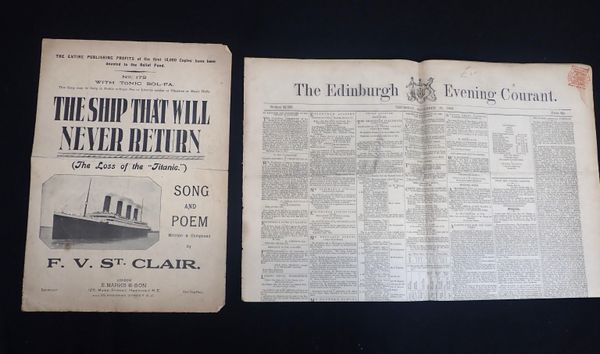 'TITANIC': SHEET MUSIC 'THE SHIP THAT WILL NEVER RETURN'