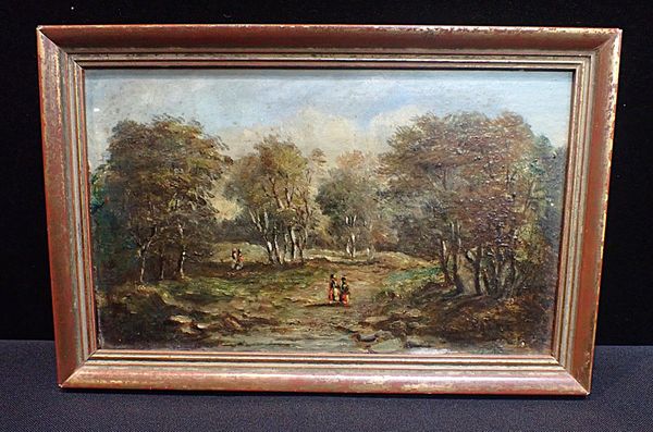 ENGLISH SCHOOL, 19th CENTURY: RURAL LANDSCAPE SKETCH, WITH FIGURES