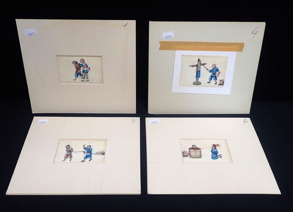 FOUR CHINESE RICE PAPER PAINTINGS