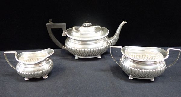 A VICTORIAN SILVER THREE-PIECE TEA SET
