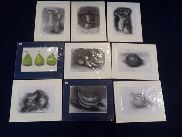 EMMA SUTTON (CONTEMPORARY) NINE MOUNTED DRAWINGS