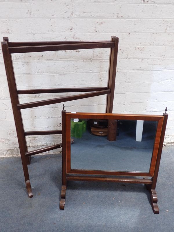 A MAHOGANY FOLDING TOWEL RAIL