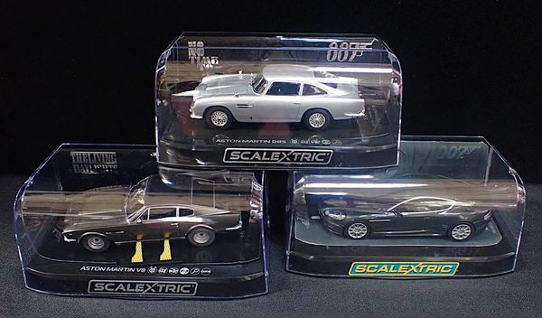THREE BOXED SCALEXTRIC 'JAMES BOND' CARS
