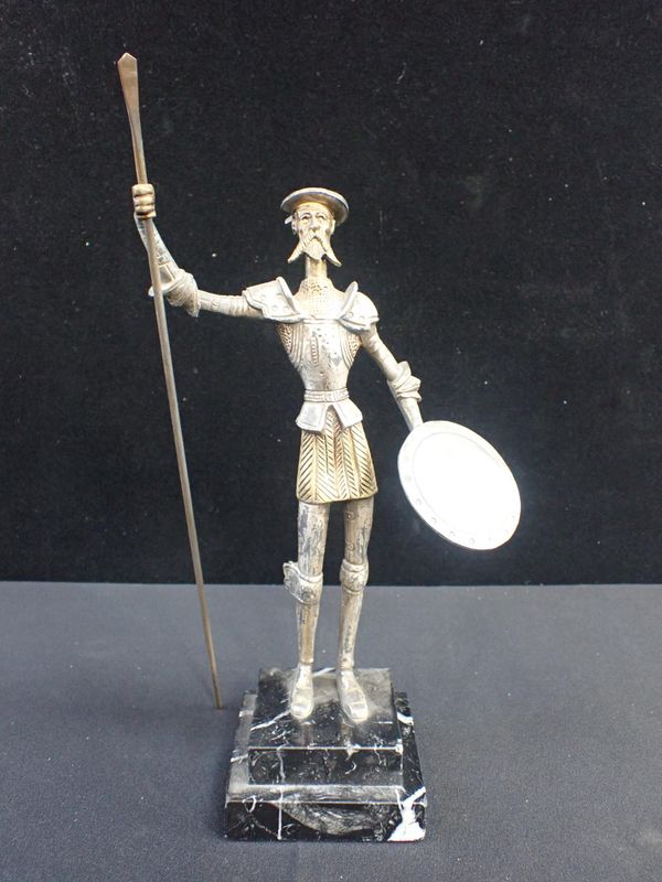 A CAST METAL FIGURE OF 'DON QUIXOTE, TO BATTLE'