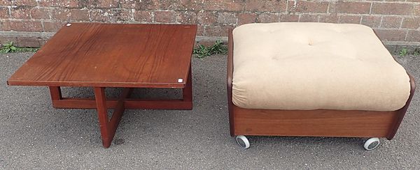 A DANISH TEAK COFFEE TABLE, LABELLED 'DURUP POLSTERMOBELFABRIK