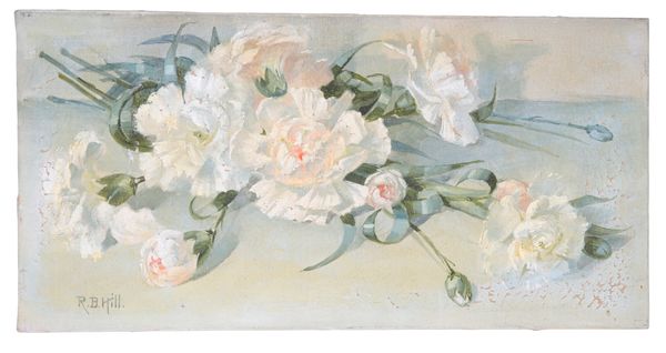 R. B. HILL (20TH CENTURY) Still life with spray of flowers