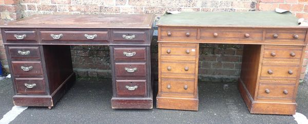 TWO LATE 19th CENTURY PEDESTAL DESKS