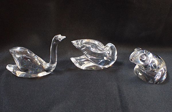 TWO BACCARAT GLASS SWANS