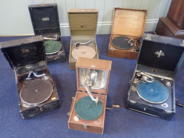 SIX PORTABLE GRAMOPHONES
