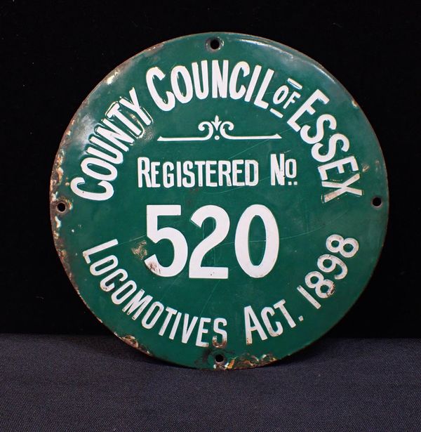 AN ENAMEL LOCOMOTIVES ACT 1898 REGISTRATION PLAQUE