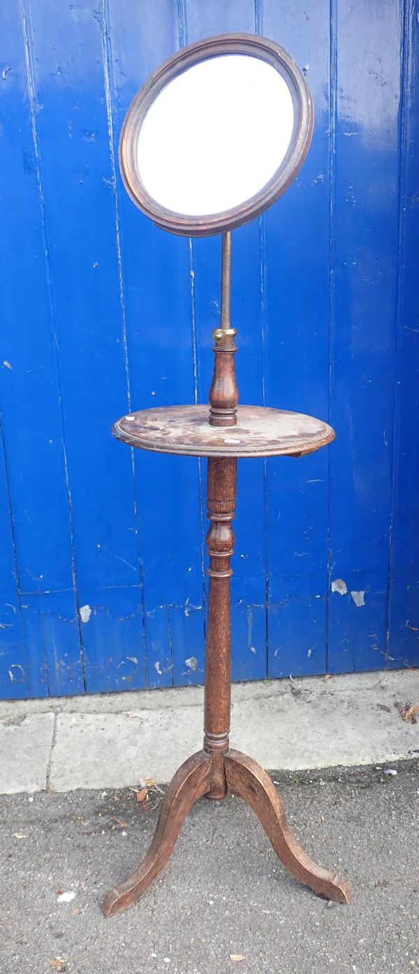 AN EDWARDIAN OAK SHAVING STAND