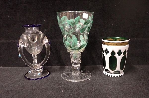 A BOHEMIAN OVERLAY GLASS BEAKER