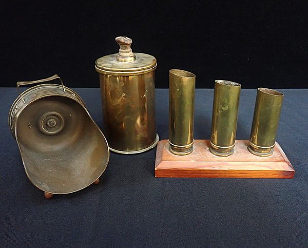 A 'TRENCH ART' SHELL CASE TOBACCO JAR