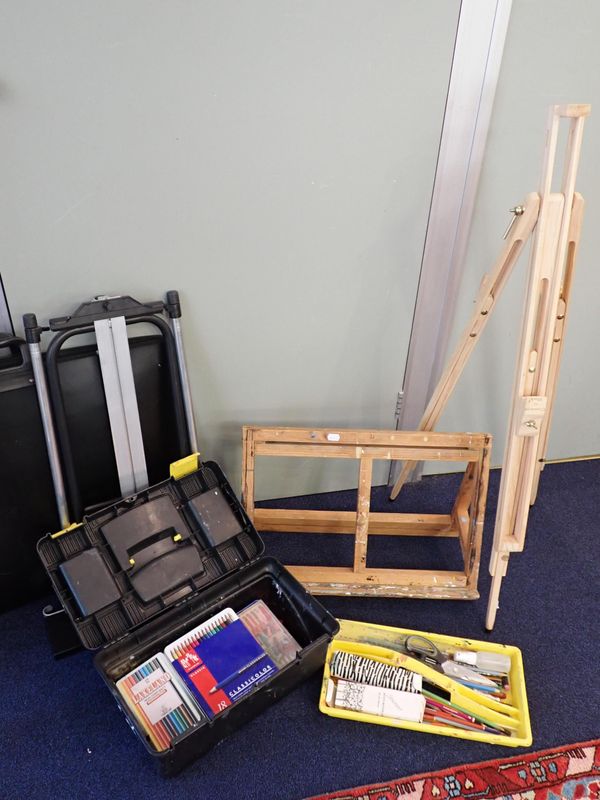 A MODERN WOODEN ARTIST'S FOLDING EASEL