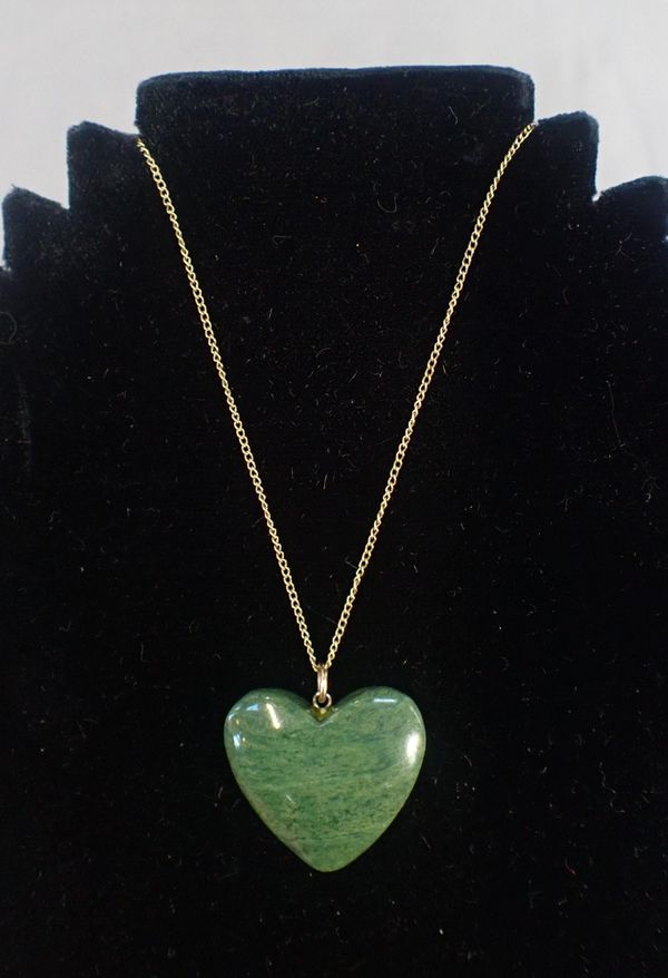 A JADE HEART PENDANT