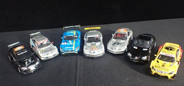 SEVEN UNBOXED SCALEXTRIC 'MERCEDES' CARS